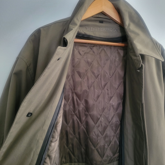 WEATHERPROOF Long Trench Coat Olive/Taupe - Picture 9 of 15